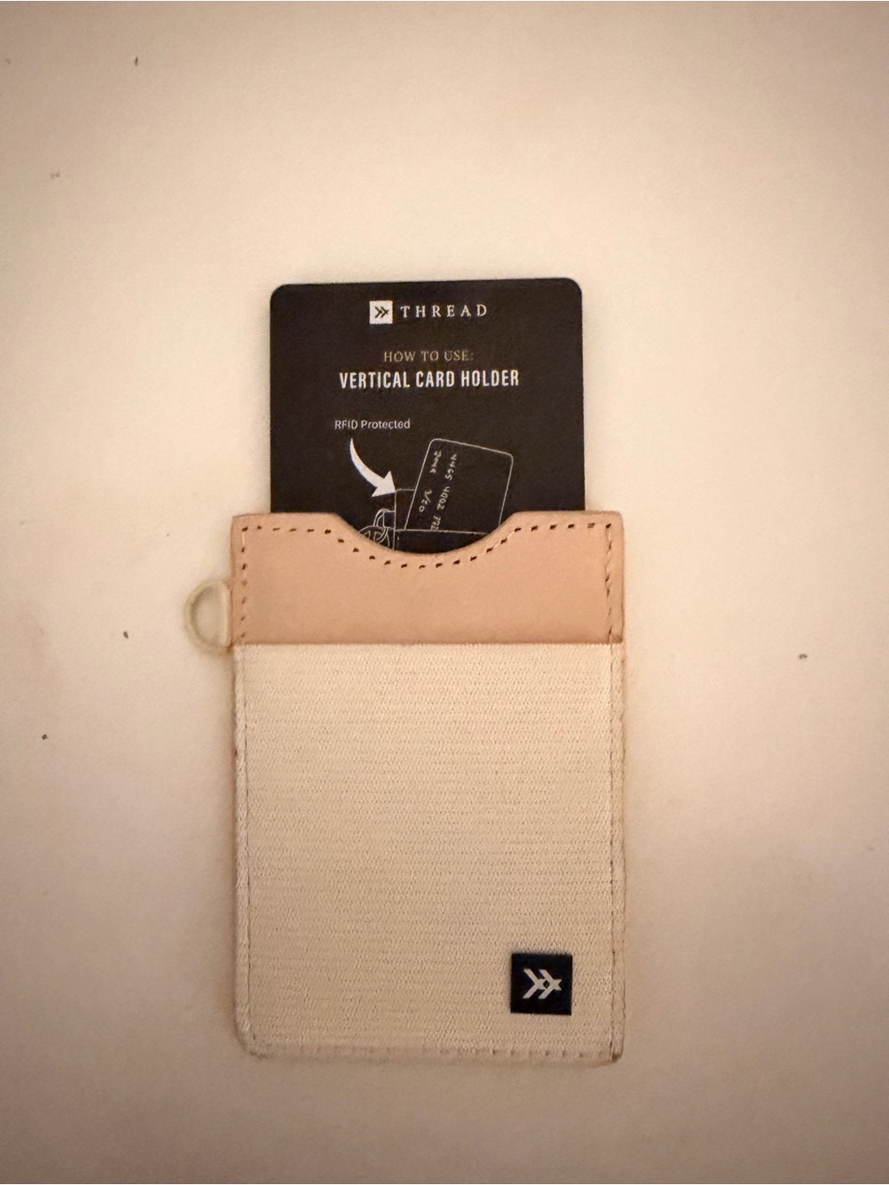 Thread Vertical Card Holder - Cream and Light pink